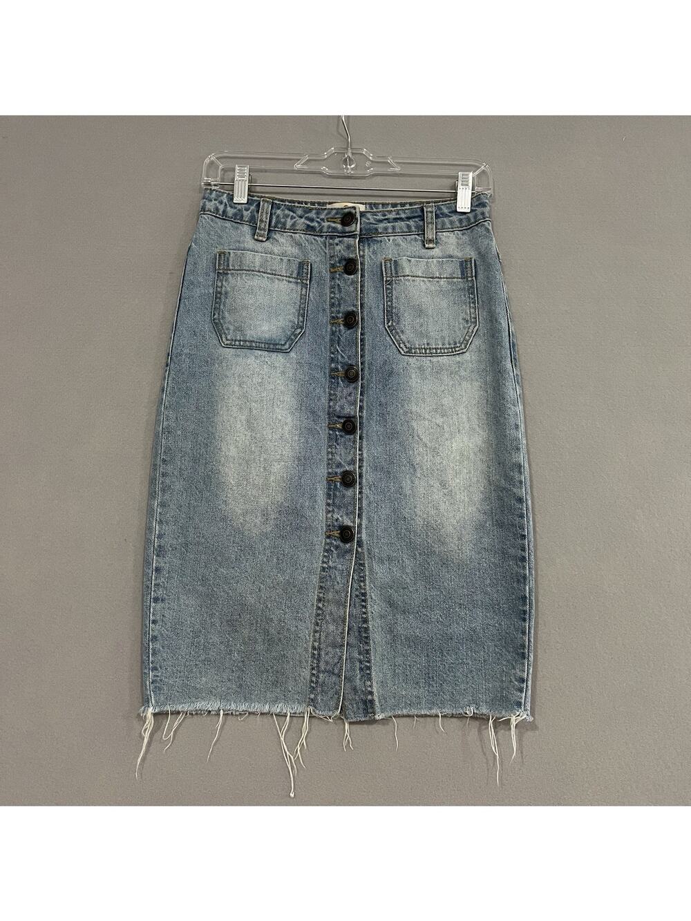 Marine Layer Denim Skirt Size 4 Blue High Rise Pencil Button Up